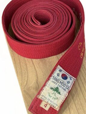 Sang Moo Sa Pine Tree Taekwondo Red Belt Vintage Han Moo Kwan Size 4 Custom